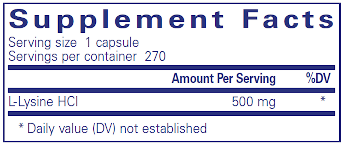 L-Lysine 500mg 270 Capsules - Special Order