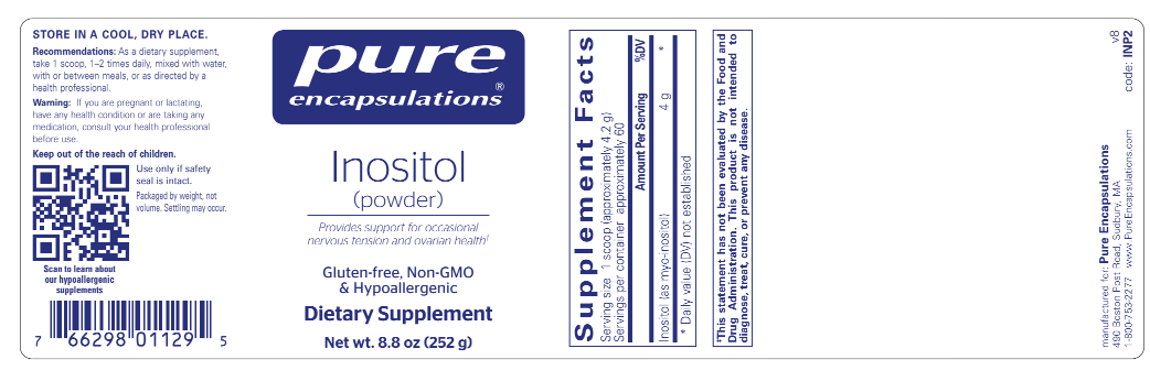 Inositol (powder) 250g - Special Order (NOTE DOSAGE CHANGE)