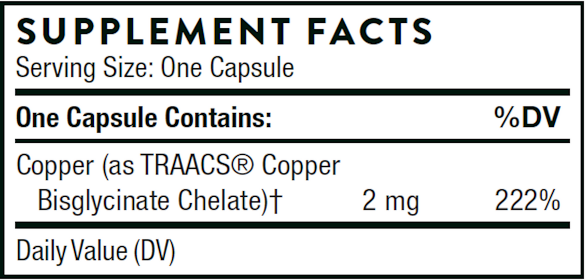 Copper Bisglycinate 60 vegcaps - Special Order