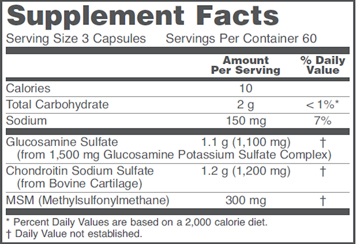 Glucosamine and Chondroitin + MSM 180 Caps