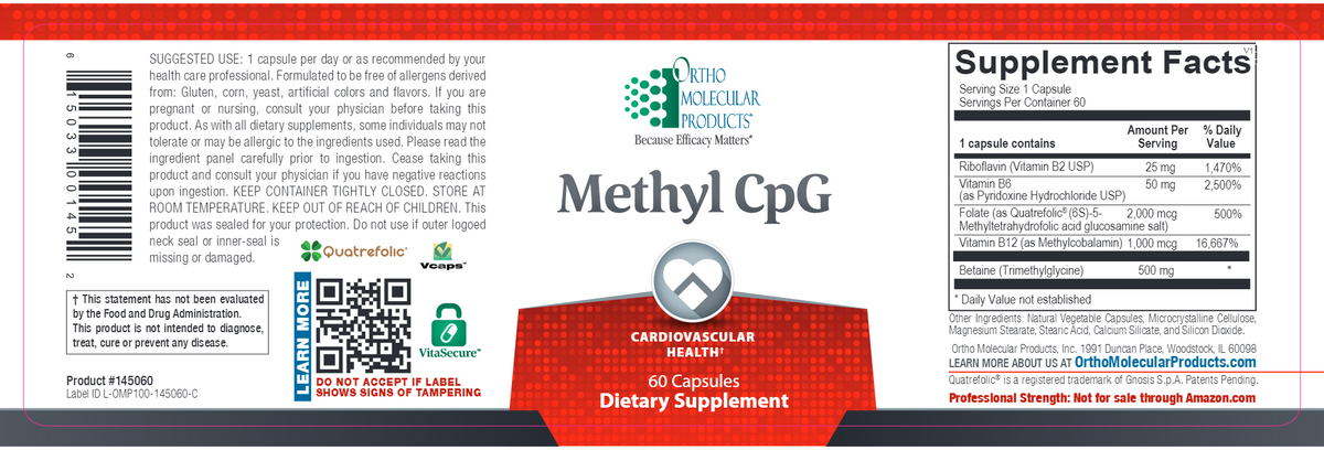 Methyl CpG 60 caps (Alternative to Methyl Guard Plus and Homocysteine Factors)