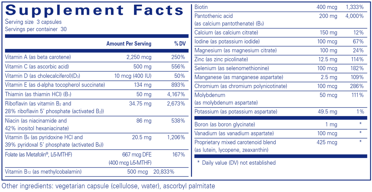 Nutrient 950 w/o Cu &amp; Fe 90 vcaps