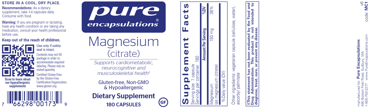 Magnesium (citrate) 150 mg 180 vcaps